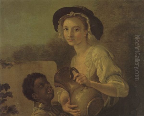 The Dairy Maid And The Blackamoor Oil Painting by Francis Hayman