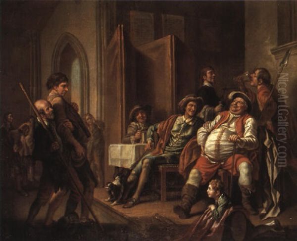 Sir John Falstaff Reviewing His Recruits Oil Painting by Francis Hayman