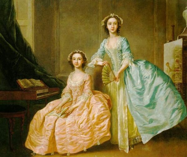 Portrait Of Two Sisters Oil Painting by Francis Hayman