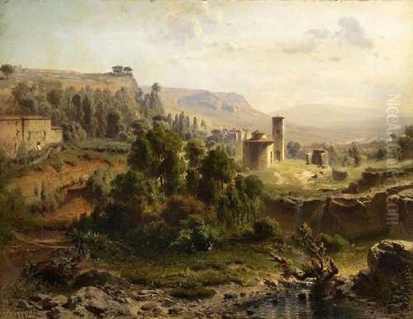 Spanische Gebirgslandschaft Oil Painting by Friedrich Bamberger