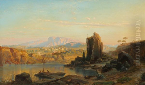 Paesaggio Montuoso Spagnolo Oil Painting by Friedrich Bamberger