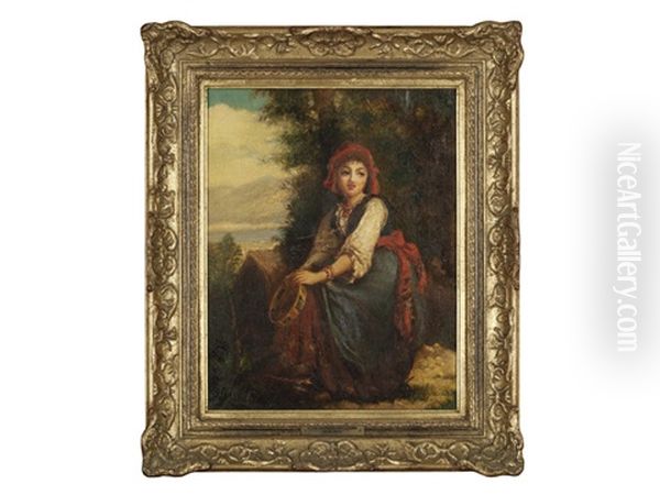 Italian Girl Oil Painting by John Haynes-Williams