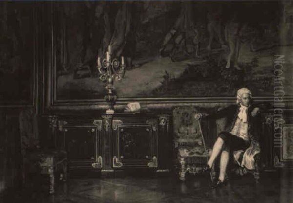 Waiting For An Audience With Louis Xvi In.. Salon Tapisseries, Fontainebleau Oil Painting by John Haynes-Williams