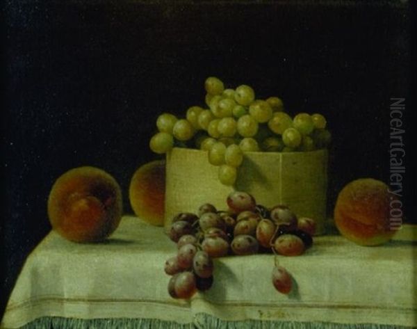 Still Life With Grapes And Peaches In A Shaker Box Oil Painting by Barton S. Hays