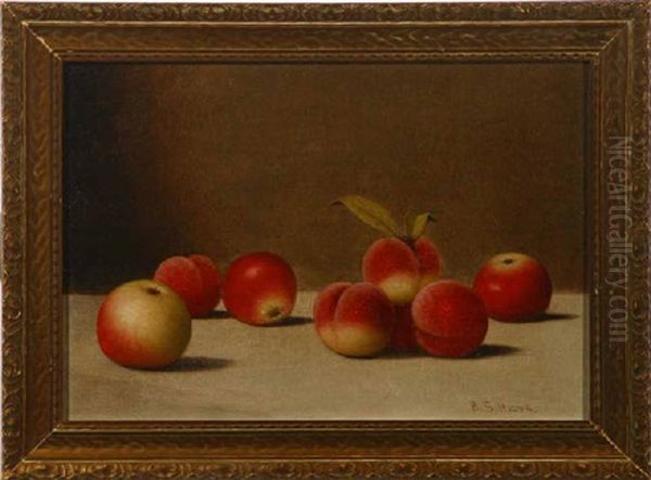 Apples And Peaches On Table Top Oil Painting by Barton S. Hays