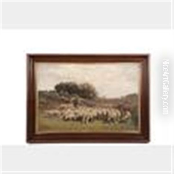 Hersman With Sheep Oil Painting by George Arthur Hays