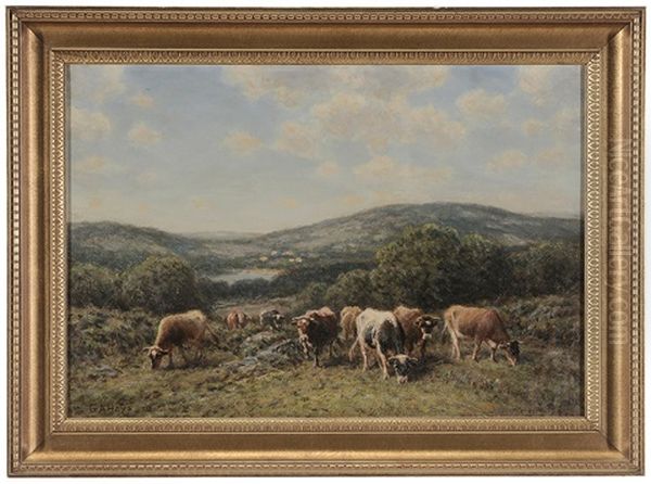 Cows Grazing On A Hillside Oil Painting by George Arthur Hays