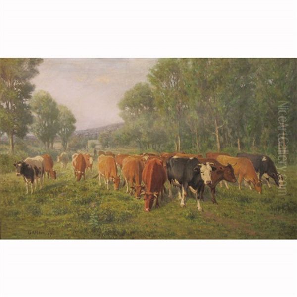 Cows At Pasture Oil Painting by George Arthur Hays