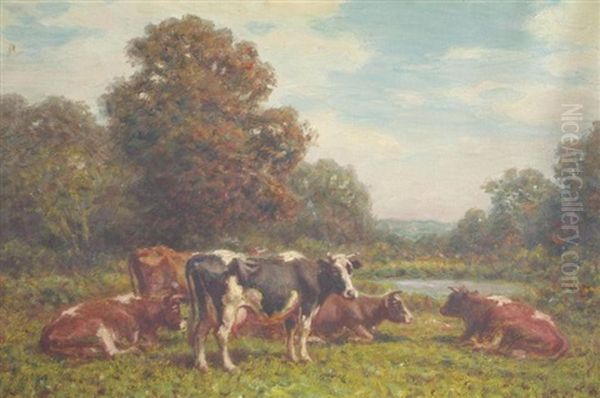 Cows In A Landscape Oil Painting by George Arthur Hays