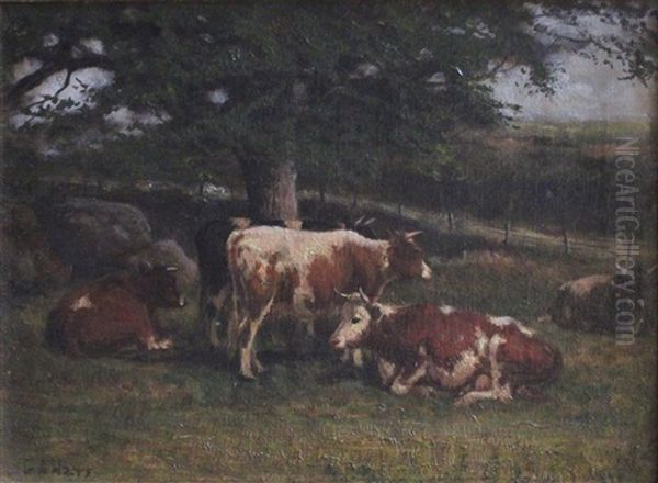 Untitled - Cows Oil Painting by George Arthur Hays