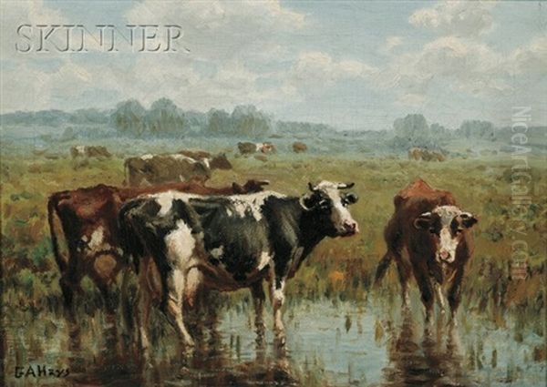 Cow In A Pool Oil Painting by George Arthur Hays