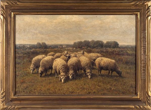 Flock Of Sheep In A Field Oil Painting by George Arthur Hays