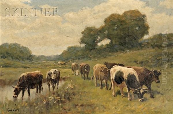 View Of Cows At Pasture Oil Painting by George Arthur Hays