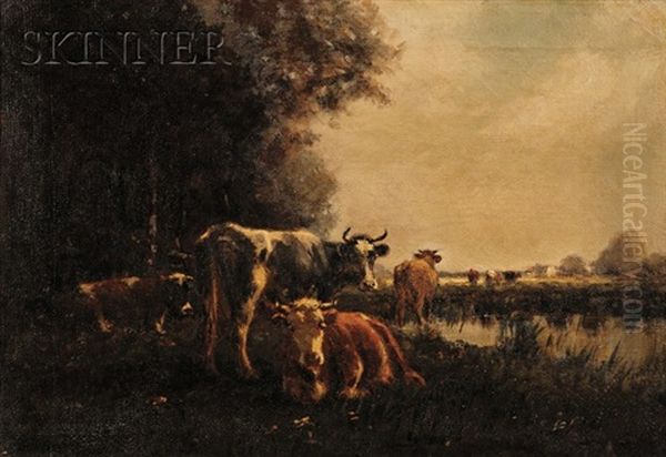 Cows In A Landscape Oil Painting by George Arthur Hays