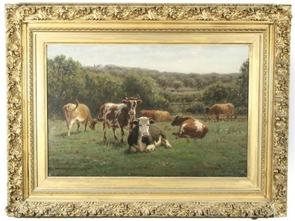 Cows In The Summer Field Oil Painting by George Arthur Hays