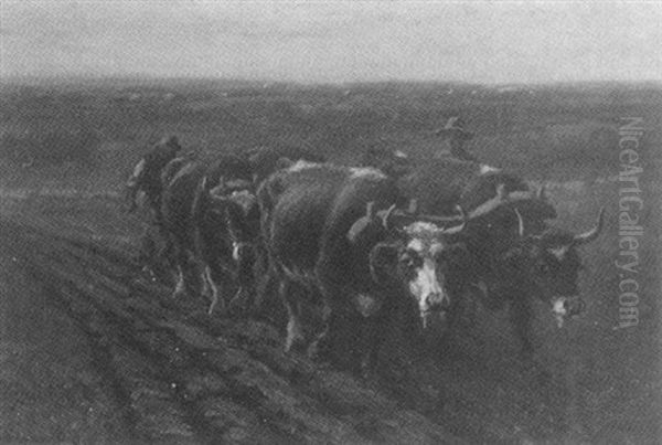 Farmer Plowing Oil Painting by George Arthur Hays