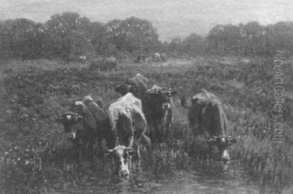 Cows At The River Oil Painting by George Arthur Hays