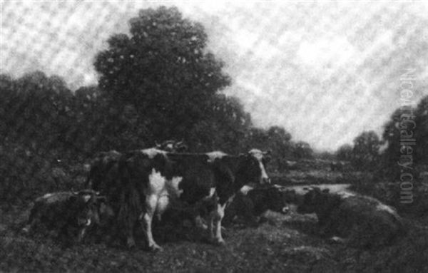 Cows Grazing Oil Painting by George Arthur Hays