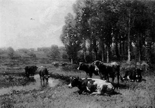 Cattle Beside The Stream Oil Painting by George Arthur Hays