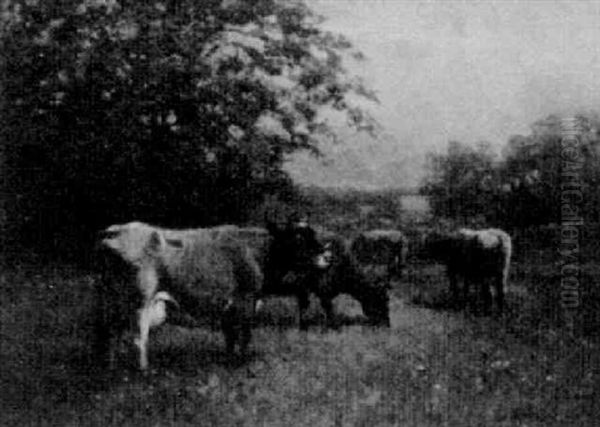 Cows Grazing Oil Painting by George Arthur Hays