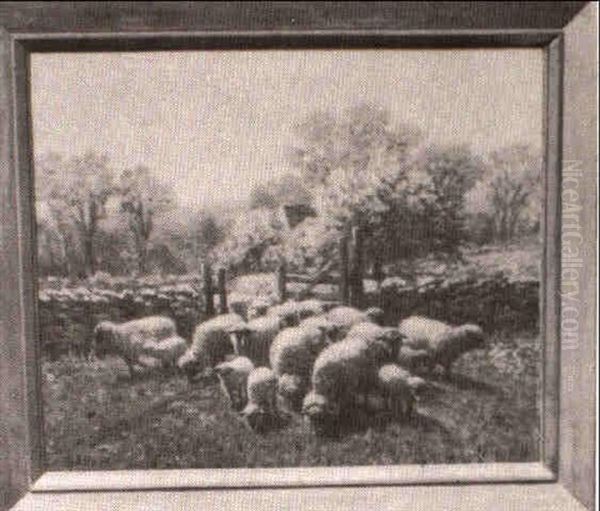 Sheep Coming Through The Bar Way Oil Painting by George Arthur Hays