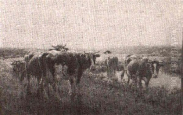 Cattle On The Meadow Oil Painting by George Arthur Hays