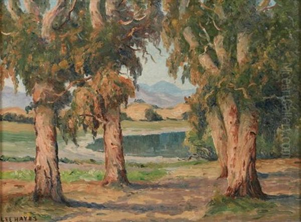 California Landscape With Lake Oil Painting by Lee Hays