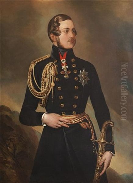 Portrait Of His Royal Highness Prince Albert (after Franz Xaver Winterhalter) Oil Painting by George Hayter