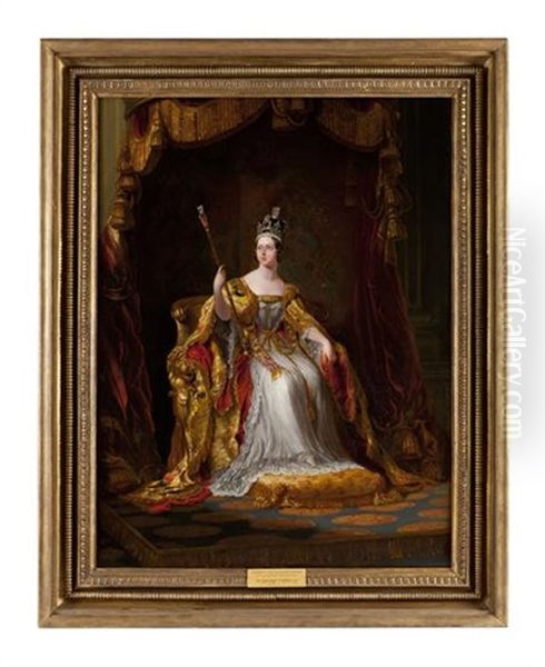 Portrait Of Queen Victoria In Coronation Robes Oil Painting by George Hayter