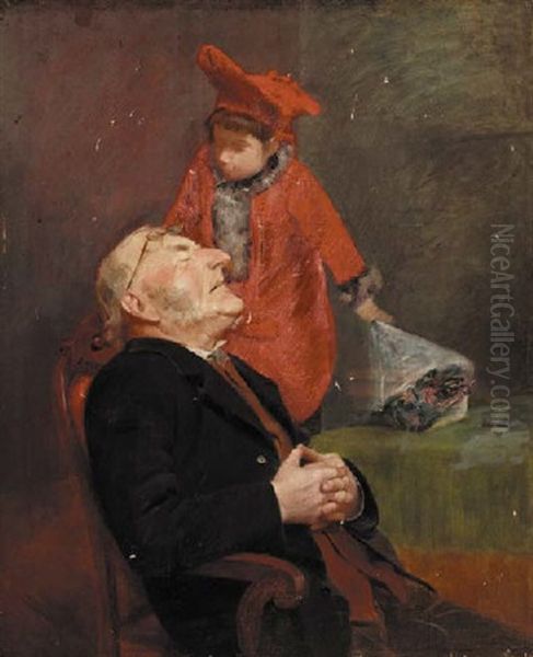 Disturbing Grandfather Oil Painting by George Hayter