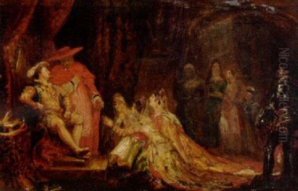 The Three Catholic Queens Praying Before King Henry Viii Oil Painting by George Hayter