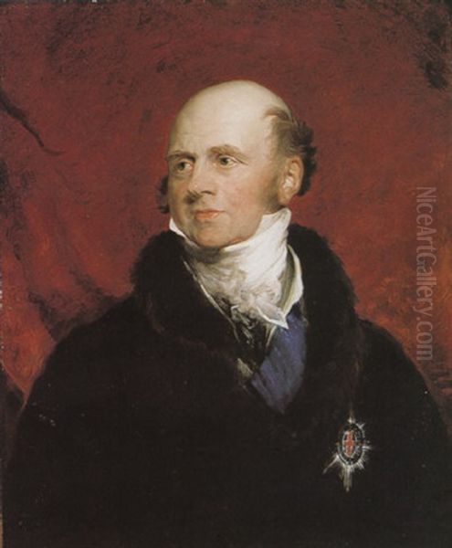 Portrait Of John, Sixth Duke Of Bedford, K.g., Wearing A Brown Coat Over A Fur-collared Coat And The Garter Star Oil Painting by George Hayter