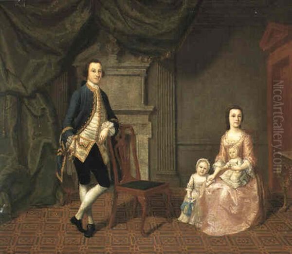 Group Portrait Of The Hon. John And Mrs. Smith Barry With Their Two Children Oil Painting by Edward Haytley