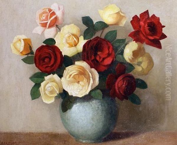 Roses In A Vase Oil Painting by Alfred Frederick William Hayward