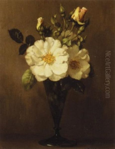 Still Life Of Roses In A Glass Oil Painting by Alfred Frederick William Hayward