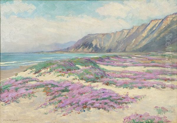 Coastal Scene With Wildflowers Oil Painting by Arthur Merton Hazard