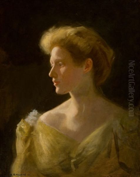 Woman In A Yellow Dress Oil Painting by Arthur Merton Hazard