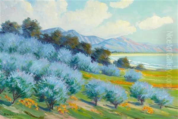 Bay Of Santa Barbara, California Oil Painting by Arthur Merton Hazard