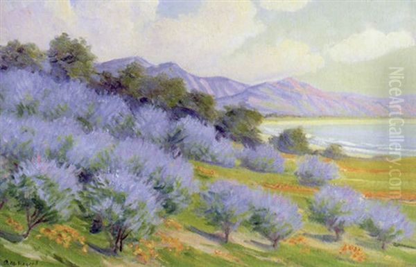 Bay Of Santa Barbara Oil Painting by Arthur Merton Hazard