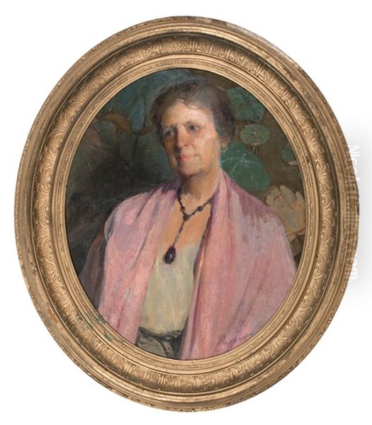 Portrait Of A Lady In A Garden by Mary Brewster Hazelton