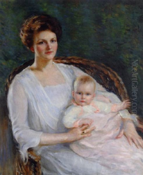 Mother And Child Oil Painting by Mary Brewster Hazelton