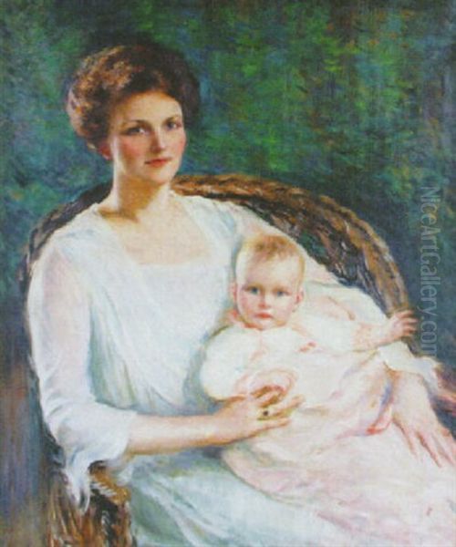 Mother And Child Oil Painting by Mary Brewster Hazelton