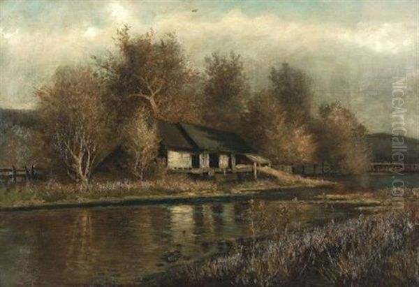 The Sawmill Oil Painting by Bessie Ella Hazen