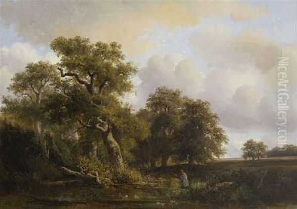 Baumlandschaft Oil Painting by Arend Cornelis Hazeu