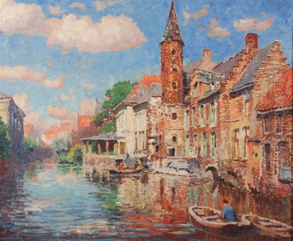 Vue De Bruges Oil Painting by Alfred Hazledine