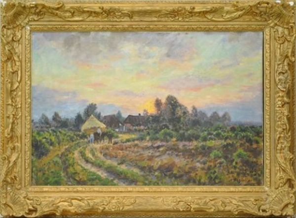 La Moisson Oil Painting by Alfred Hazledine