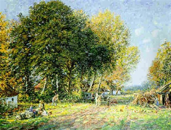 Retour Des Champs Oil Painting by Alfred Hazledine