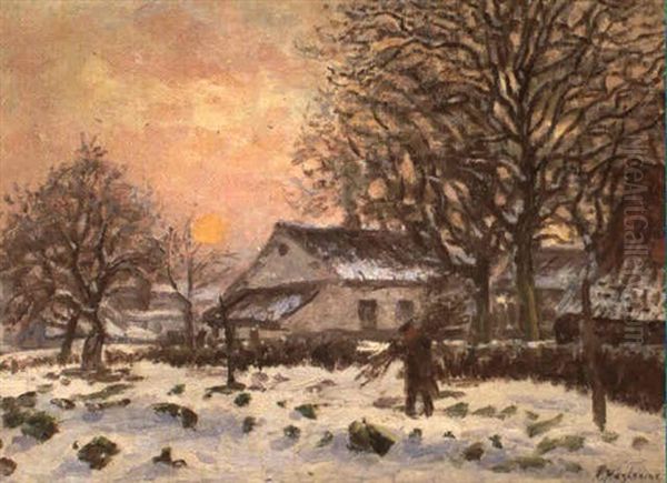 Le Ramassage Du Bois En Hiver Oil Painting by Alfred Hazledine