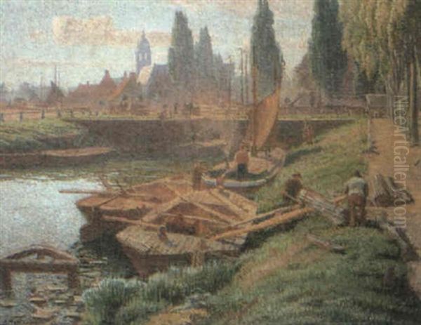 La Lys En Ete Oil Painting by Alfred Hazledine