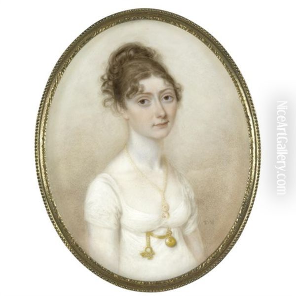 Portrait Of Mary Ryding, Nee Pownall Oil Painting by Thomas Hazlehurst